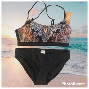 KONA SOL grey multicolor paisley bikini